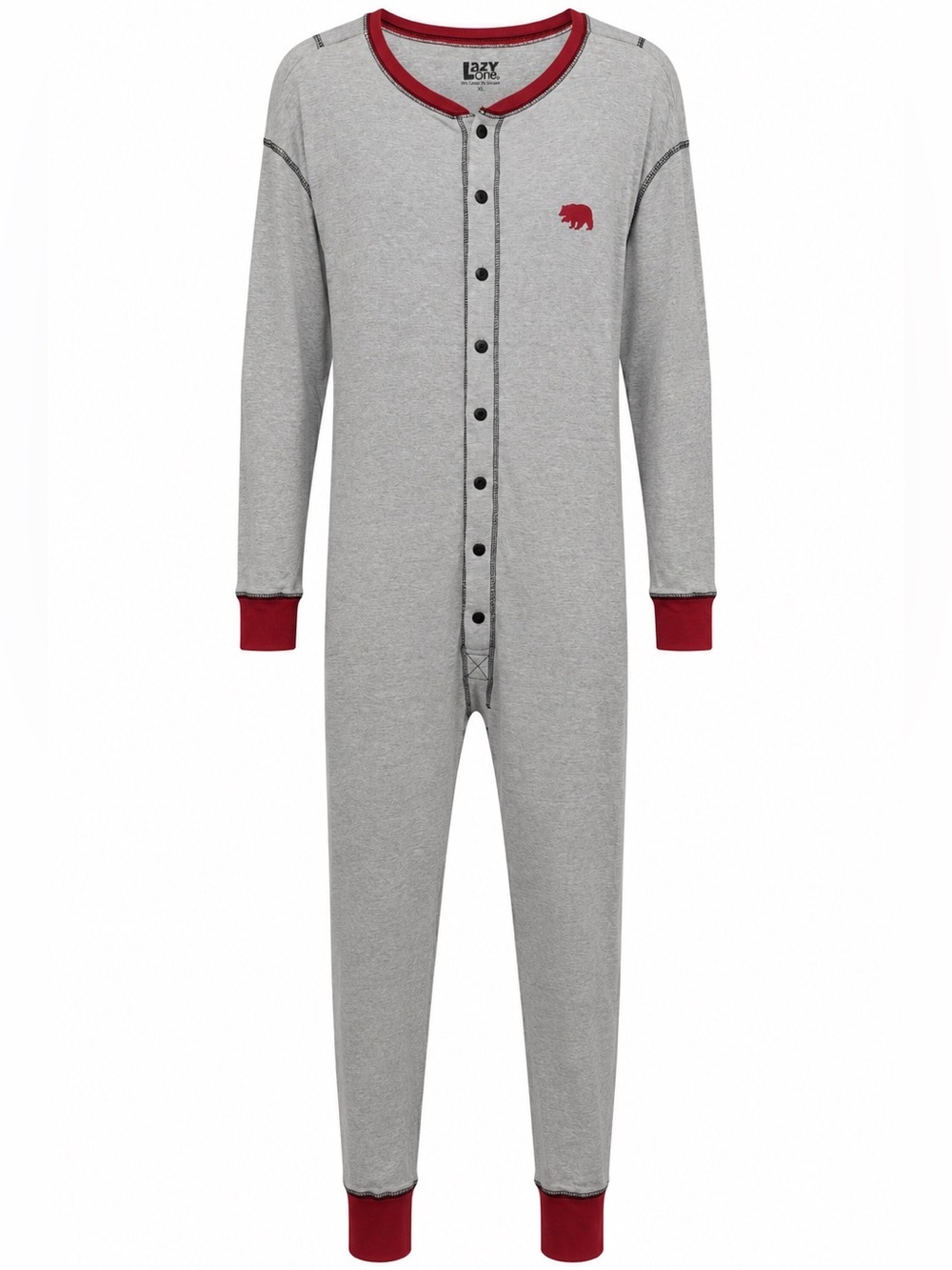 Lazy One Bear Cheeks Buffalo Plaid Butt Flap Pajama Onesie XL